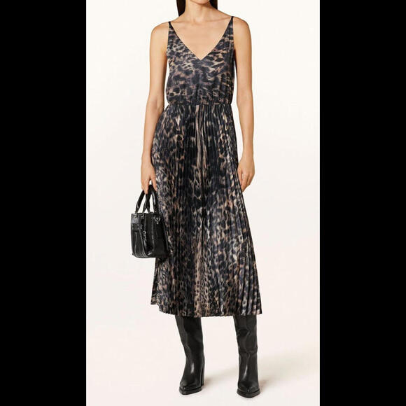open lace back dress AllSaints Women's Dresses Jinx Pleated Dress Jinx Taupe Brown XS at Amazon  Women's Clothing store